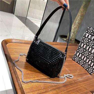 Imagem de Bolsa Feminina Transversal Pequena Pedras - RPC, Preto