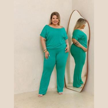 Imagem de Macacão Feminino Longo Manga Curta Verão Plus Size - Rosana Farcait, V