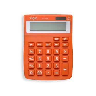 Imagem de Calculadora de Mesa Elgin 4128 com 12 Dígitos Função Correção Gpm Erase Visor Cristal Líquido Laranja