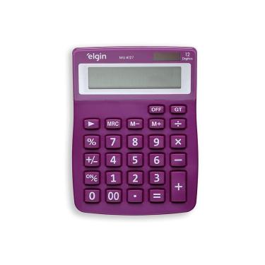 Imagem de Calculadora de Mesa Elgin 4127 com 12 Dígitos Função Correção GPM Erase Visor Cristal Líquido Roxo