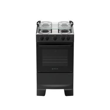 Imagem de Fogão de Piso 4 Bocas Atlas Coliseum Plus Mesa Inox Preto com Forno Limpa Fácil