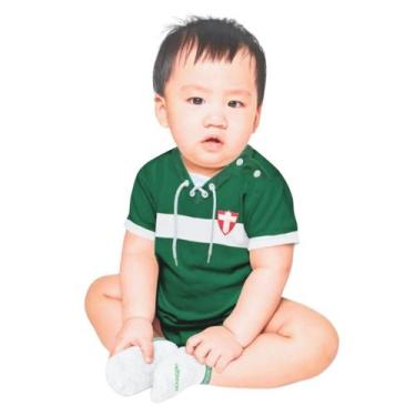 Imagem de Body Bebê Palmeiras Retrô Manga Curta Oficial, G, Verde