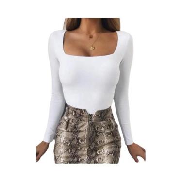 Imagem de Body Feminino Preto Manga Longa - Bodycon, Decote Quadrado, Sexy, BR-G