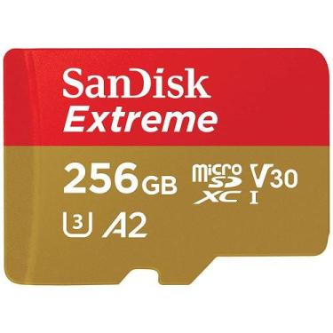 Imagem de Cartão de Memória SanDisk Extreme MicroSDXC 256GB até 190MBs com Adapt