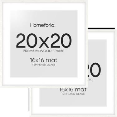 Imagem de Porta-retrato Homeforia 20x20 Branco em Carvalho com Passe-partout 16x