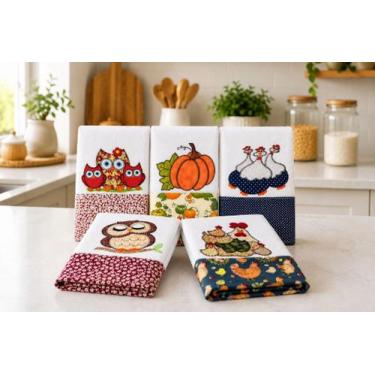 Imagem de Kit Pano de Prato em Patchwork com 5 pçs - Lara - Arte & Tear