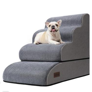 Imagem de Escada para Cachorro Aodisman 4 Degraus Antiderrapante Cinza 53 cm A