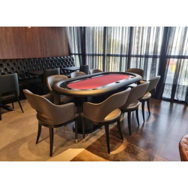 Imagem de Mesa de Poker Linha Master com Borda Estofada e Porta Copos - 2,0x1,0m