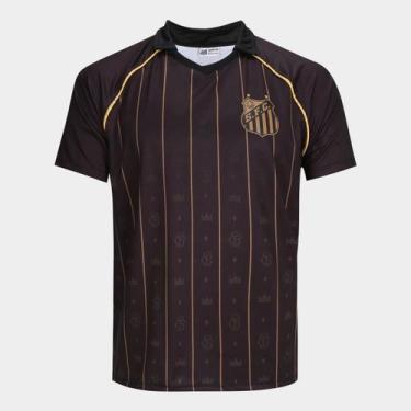 Imagem de Camiseta Santos Glória Alvinegra Masculina - Surf Center, Preto, Doura
