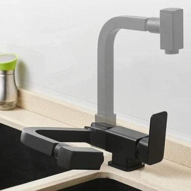 Imagem de Pkfinrd Torneiras de cozinha para janela interna da pia de cozinha, torneira de cozinha dobrável de latão preto e quente, torneira de pia de cozinha com orifício único