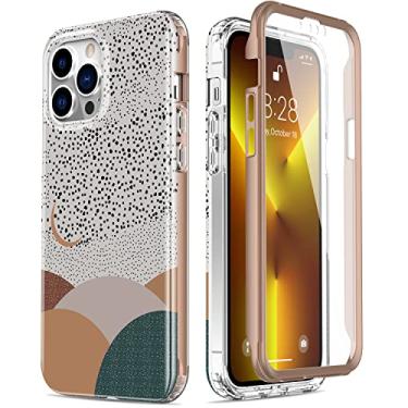 Imagem de Esdot Capa para iPhone 13 Pro Max com protetor de tela integrado, capa de grau militar com designs modernos para mulheres e meninas, capa protetora para celular com pintura abstrata de 6,7 polegadas