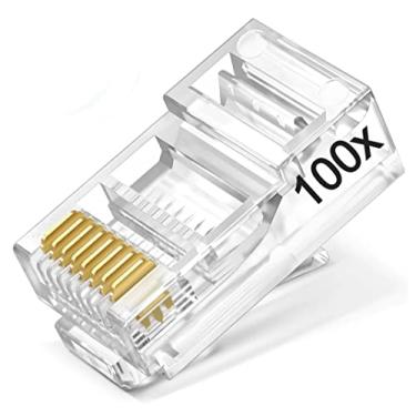Imagem de 100x Conector RJ45 Cat5e Macho Tomada de Rede Lan Internet