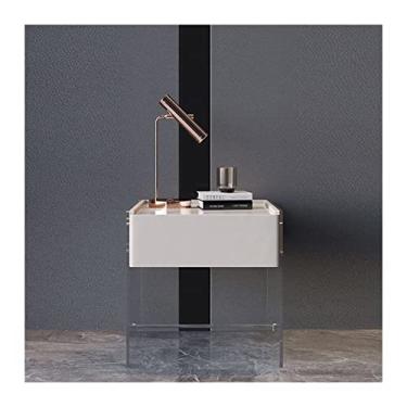 Imagem de jinyi2016SHOP Mesas Laterais de Cama Quarto Ardósia Mesa de Cabeceira de Vidro Pequena Mesa de Café Pequena Gaveta Armazenamento Mesa de Cabeceira Mesas de Cabeceira para Quarto (Cor: A, Comprimento: 45 cm)