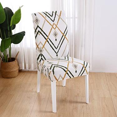 Imagem de Conjunto de 6 capas de cadeira para sala de jantar, capa elástica para cadeira de jantar, capas de cadeira de cozinha de elastano laváveis, protetor de assento removível para casa ou festa