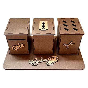 Imagem de Kit Suporte Para Barbeiro Com Porta Tesoura Gola E Descarte Para Lamina Navalha