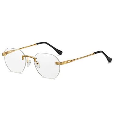 Imagem de Frameless Gold Metal Ladies Sunglasses Rimless Gradient Lens Blue Fashion Sun Glasses For Men UV400 Summer,09 Gold,Trans,china