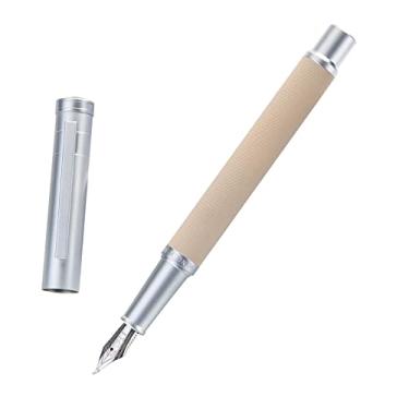 Imagem de Hongdian Caneta Tinteiro Floresta Prata Fude Bent Nib, Design Clássico com Conversor e Conjunto de Estojo para Canetas de Metal