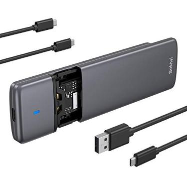Imagem de Adaptador M.2 NVMe SATA SSD sem ferramentas, Sokiwi USB 3.2 Gen2 10Gbps externo para USB PCI-E 6Gbps SATA M-Key / chave B+M, leitor NVMe suporta acabamento UASP para SSDs 2230/2242/2260/2280