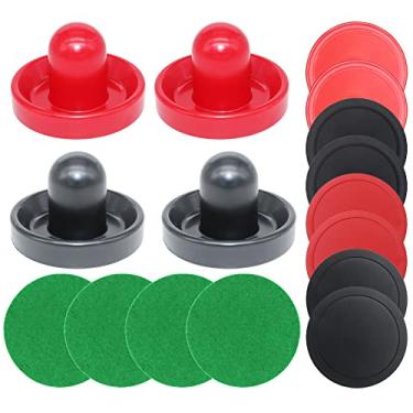 Imagem de BQSPT Air Hockey Pucks and Paddles, Red Air Hockey Handles and Pucks, Goal Handles Paddles Replacement Accessories for Game Tables (2 Striker 96 mm with Pads, 4 Puck 64 mm Pack)