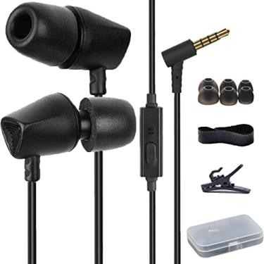Imagem de ZXQ Fones de ouvido com fio A5, fone de ouvido intra-auricular, fones de ouvido com microfone, fones de ouvido com fio baixo, resistência ao suor para esportes de treino, espuma de memória, isolamento de ruído, cabo sem emaranhados (preto)