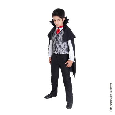 Imagem de Fantasia Vampiro Twilight Infantil com Capa e Gravata - Halloween 
 P