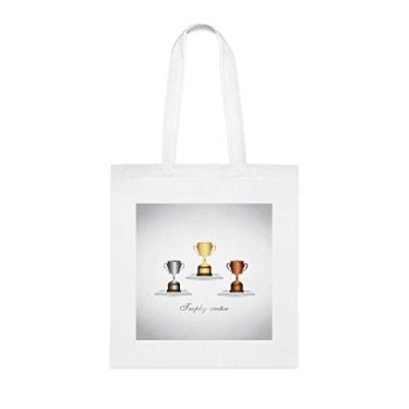Imagem de Sacola de troféus, presente de vetor de troféus, bolsa de ombro de vetor de troféus, bolsas reutilizáveis de vetor de troféus, ideia de presente de cesta de natal de aniversário, presente para ela, presente para ele, bolsa feminina, Branco