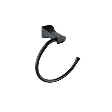 Imagem de Conjunto de ferragens de banheiro preto fosco, anel de gancho de toalha, suporte de papel de tecido, escova de banheiro, saboneteira, acessórios de banheiro, anel de toalha