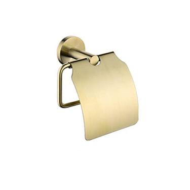 Imagem de Conjunto de ferragens para banheiro casaco de ouro escovado roupão gancho para toalha rolo suporte para rolo de papel escova de limpeza acessórios para banheiro, suporte de papel