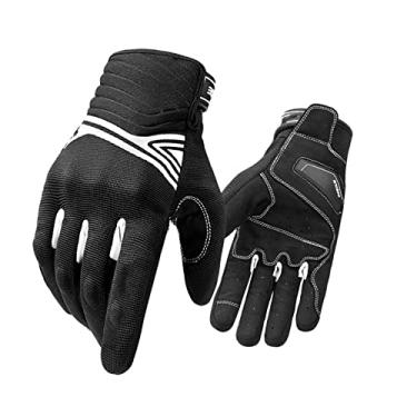 Imagem de Luvas de motocicleta masculinas equitação de motocicleta quatro estações ciclismo tela sensível ao toque capa protetora embutida equipamento de piloto, preto, GG