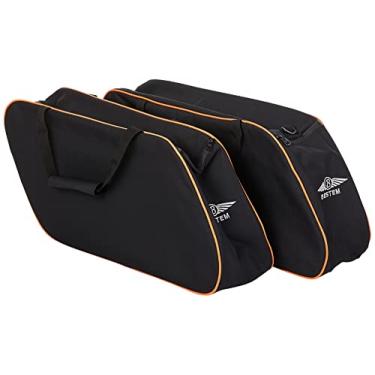 Imagem de Bestem LGHD-GLIDE-SDL-R Forros de caixa de alforros de capa lateral rígida com tubulação vermelha para Harley Davidson Glide / Road King, par