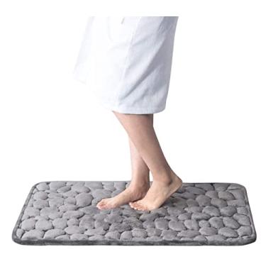 Imagem de SHENGANG Tapete de banho em relevo de paralelepípedos tapetes de banheiro antiderrapantes na pia da banheira tapete de chão lateral do chuveiro capacho, 10,50x80cm