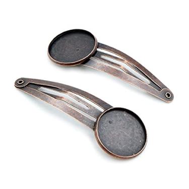 Imagem de RULEH Grampos de cabelo 12mm 20mm 10pcs 4 cores material de cobre chapeado grampos de cabelo grampo de cabelo configuração de base cabochão cameo grampo de cabelo (cor: cobre)