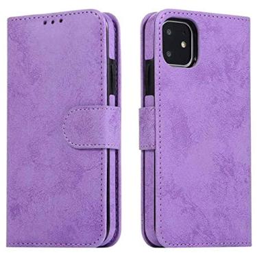 Imagem de Capa Carteira Destacável para iPhone 14 Plus 12 13 11 Couro Folio Book Capa Magnética para Telefone para iPhone 13 Pro Max XS Case, Roxo, para iPhone 12