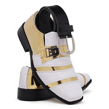Imagem de Sapato Social Infantil + Cinto em Couro Confortável (Branco/Dourado, br_footwear_size_system, little_kid, numeric, numeric_26)