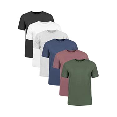 Imagem de Kit 6 Camisetas 100% Algodão (Preto, branco, mescla, Marinho, Marrom, Musgo, M)