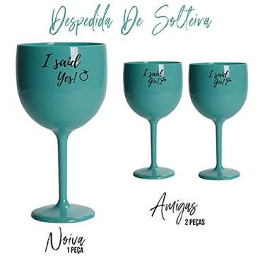 Imagem de Taça Gin Acrilico 550ml Branca e Azul Tiffany Krystalon 3 Unidades