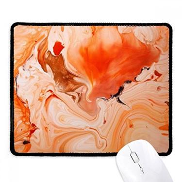 Imagem de Mousepad de mármore branco laranja padrão moderno abstrato borda costurada tapete de borracha para jogos