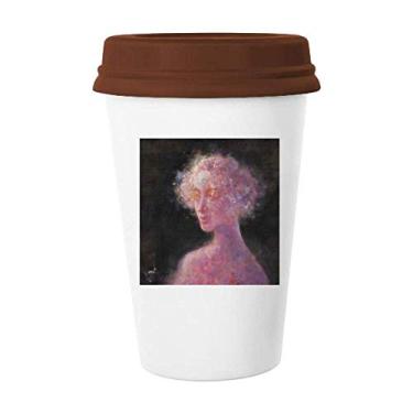 Imagem de XJJ roxo pintura a óleo Art Deco presente caneca moderna café bebendo vidro cerâmica copo tampa