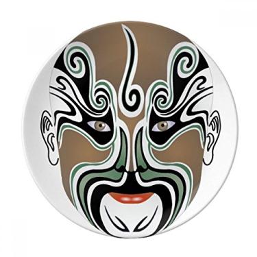 Imagem de Prato de porcelana decorativa Wangwujiang com cabeça de ópera de Pequim, Prato de jantar