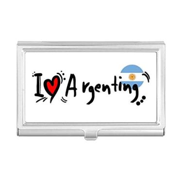 Imagem de I Love Argenting Bandeira de Palavra Amor Ilustração de Coração Porta-Cartão de Visita Caixa Carteira de Bolso