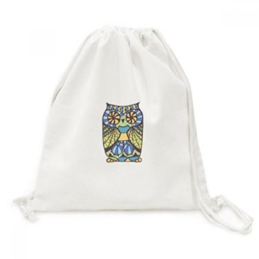 Imagem de Mochila decorativa de lona com cordão de coruja para viagem sacolas de compras