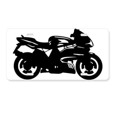 Imagem de DIYthinker Ilustração preta mecânica de motocicleta placa de licença decoração de aço inoxidável automóvel