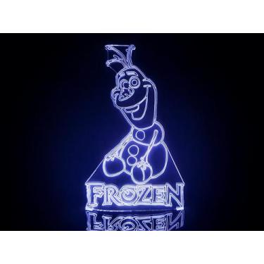 Imagem de Luminária Led 3D Frozen Olaf Boneco De Neve - Geeknario