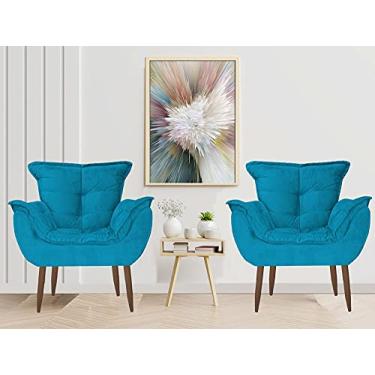 Imagem de Kit 2 Poltrona Decorativa Perola Quarto, Sala, Recepção, Área Gourmet Turquesa