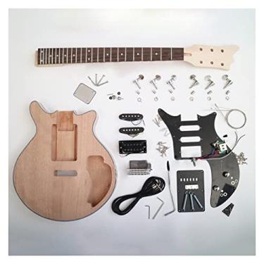 Imagem de kit de guitarra inacabado Kit De Guitarra Faça Você Mesmo Guitarra Elétrica Faça Você Mesmo Corpo Em Mogno Braço Em Maple Escala Em Jacarandá 24 Trastes