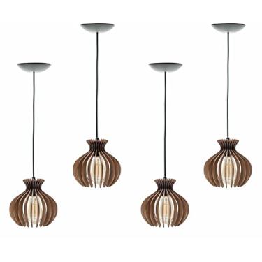 Imagem de Kit 4 Pendentes Lustre Luminária de Teto Alaska (18x18cm)