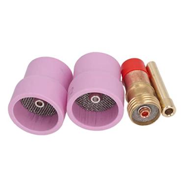 Imagem de Conjunto de pinça de tocha de copo de soldagem, profissional resistente a altas temperaturas 4 peças, fácil de instalar copo de soldagem de tamanho padrão para WP 17