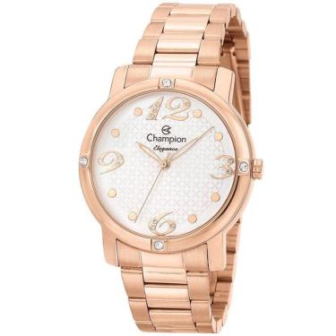 Imagem de Relógio CHAMPION feminino prata rosê strass CN27634Z