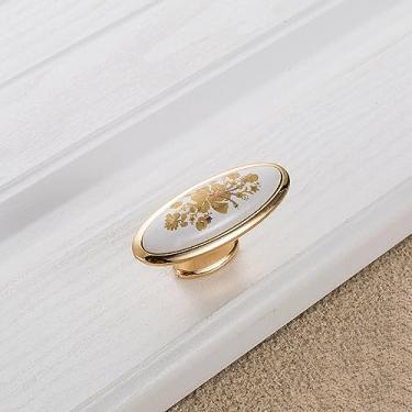 Imagem de Puxador de cerâmica de flor de ouro Simples Armário Maçaneta da porta Armário Antigo Punhos Ferragens, 730 GP