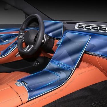 Imagem de LAVIYE Interior do carro GPS navegador console central terno invisível TPU película protetora Filme anti-risco, para Mercedes-Benz Classe S W221 2021-2023